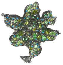 Load image into Gallery viewer, Signed Kenneth Jay Lane Green Crystal Camellia Brooch