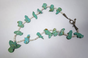 RARE 1930s Vintage Turquoise Large Fetish Necklace