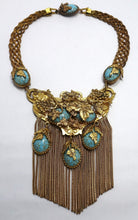 Load image into Gallery viewer, Victorian Vintage Faux Turquoise Dangling Necklace