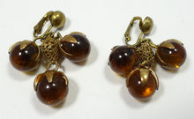 Load image into Gallery viewer, Vintage Amber Glass Drops Earrings