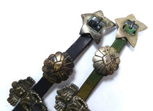 Load image into Gallery viewer, Vintage Signed Arthur Goldstein Sterling Silver &amp; Black &amp; Green Leather Boot Strap Jewelry