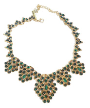 Load image into Gallery viewer, Oscar De La Renta Green Crystal Bib Necklace