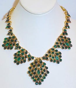 Oscar De La Renta Green Crystal Bib Necklace