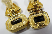 Load image into Gallery viewer, Signed Kenneth Jay Lane Black &amp; Clear Rhinestone Earrings
