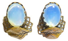 Load image into Gallery viewer, Vintage Faux Moonstone Clip Earrings