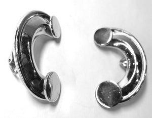 Vintage Signed Bartek Half Moon Clip Earrings