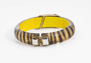 Alexis Bittar Famous Tiger Striped/Yellow Resin Clamper - JD10959