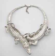 Load image into Gallery viewer, Contemporary Two Alligators Hugging Necklace - JD10616