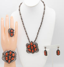 Load image into Gallery viewer, Vintage 50s Pawn 4 Piece Coral Sterling Silver Set - JD10762