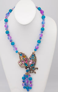 One of a Kind Anka French Cracked Glass Butterfly Necklace  - JD10580
