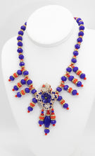 Load image into Gallery viewer, Signed Anka Blue &amp; Red Floral Necklace - JD10597