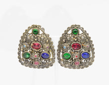 Load image into Gallery viewer, Vintage Signed NE 1920s Jeweled Clips  - JD10906
