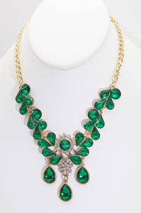 Signed “Betsey Johnson” vintage green rhinestone necklace  - JD10729