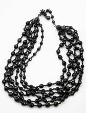 Load image into Gallery viewer, Signed Miriam Haskell Black Glass Six Strands Necklace  - JD10916