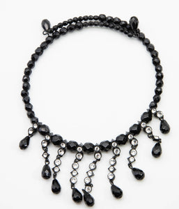Vintage Deco Black Jet Beads Collar  - JD10919