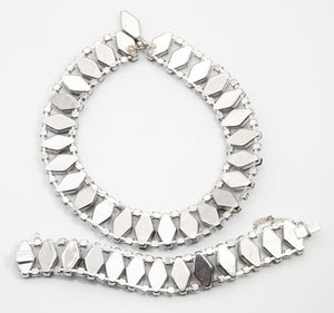 Black and Crystal Deco Necklace and Bracelet Set  - JD10884