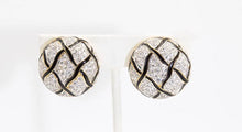 Load image into Gallery viewer, Vintage Rhinestone Earrings with Black Enamel Waves - JD10986