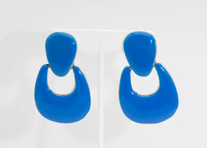 Vintage Blue Enamel Disk Earrings  - JD10794