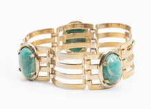 Load image into Gallery viewer, Vintage 50s Faux Gold and Green Stoned Bracelet - JD10890