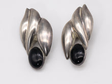Load image into Gallery viewer, Vintage Signed Sterling Silver Onyx Earrings  - JD10561A