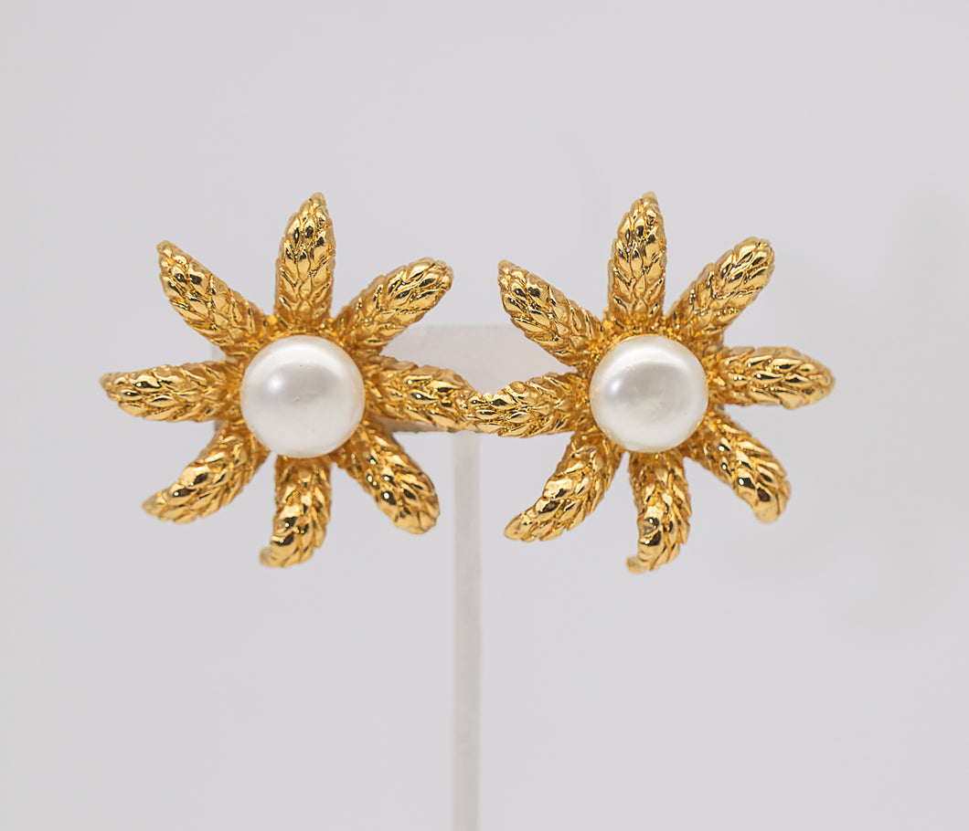 Chanel Sunflower Clip Earrings 94A  - JD10582