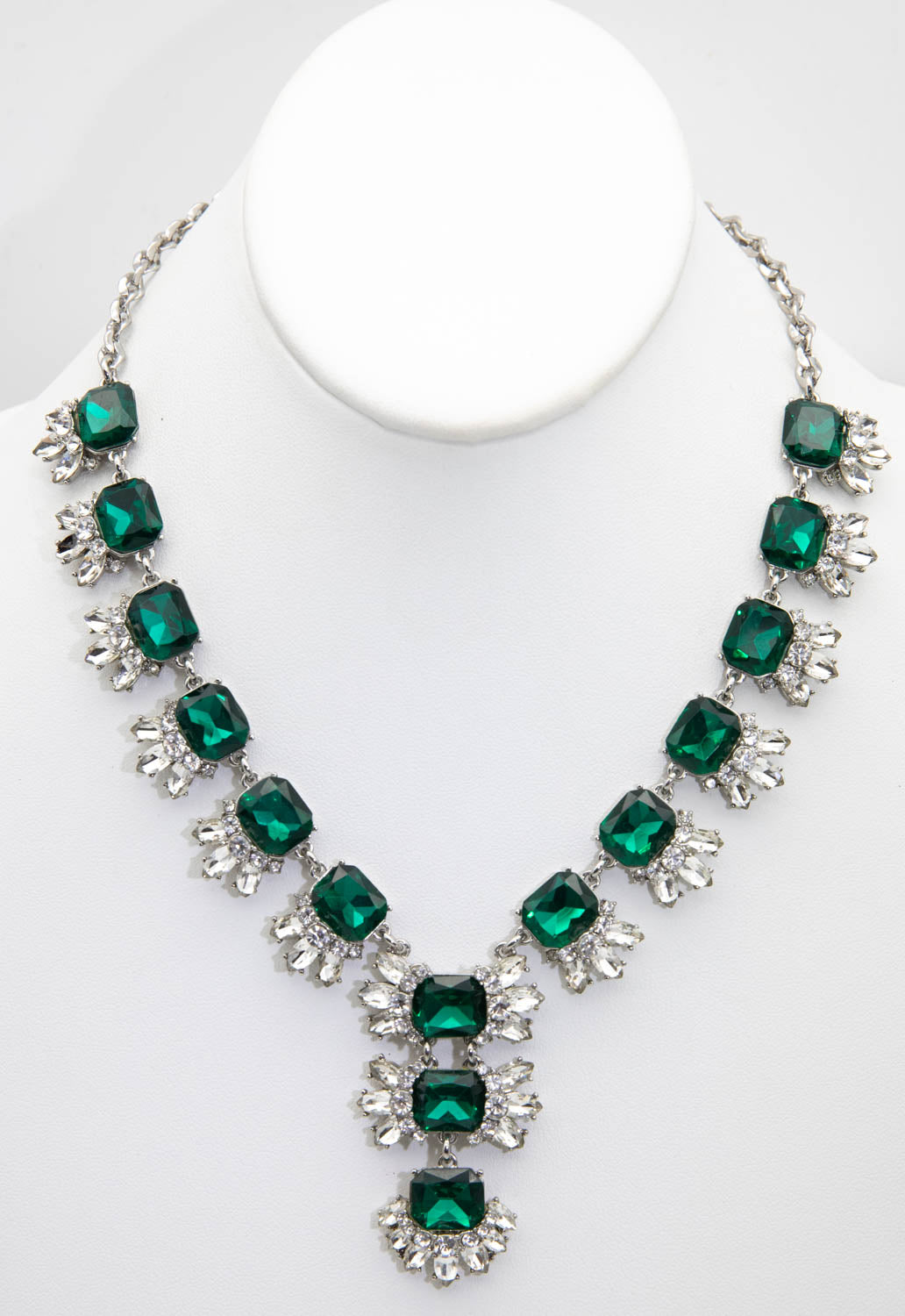 Charter Club Vintage Silver Toned Emerald Necklace - JD10851