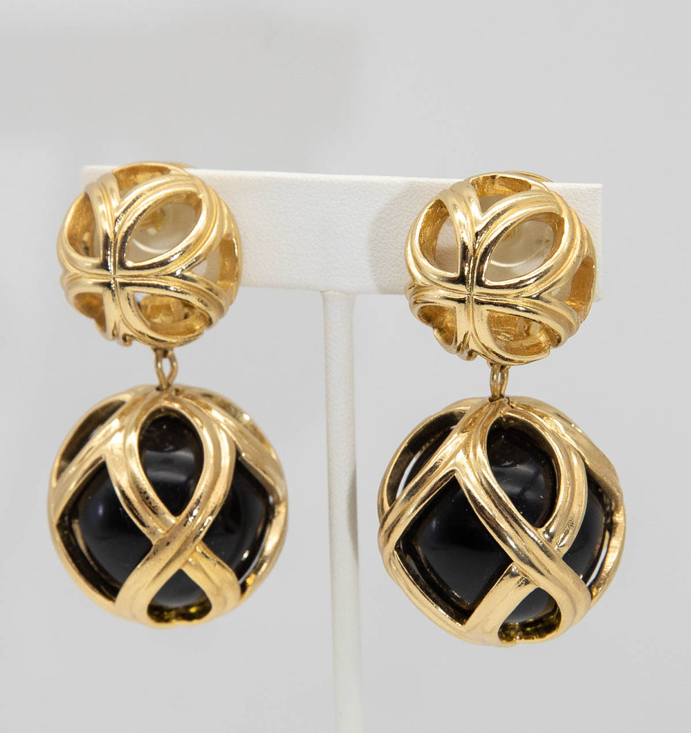 Vintage Signed Christian Dior Hanging Glass Earrings  - JD10948