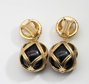 Vintage Signed Christian Dior Hanging Glass Earrings  - JD10948