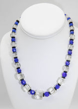 Load image into Gallery viewer, Vintage Square Crystal and Bezel Blue Bead Necklace - JD10974
