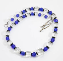 Load image into Gallery viewer, Vintage Square Crystal and Bezel Blue Bead Necklace - JD10974