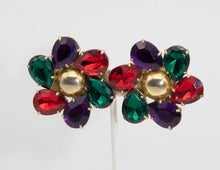 Load image into Gallery viewer, Vintage Large Multi-colored Glass Earrings - JD10887