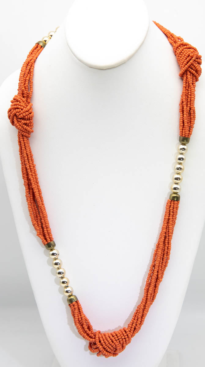 Faux Coral Bead Vintage 1980s Necklace - JD11040