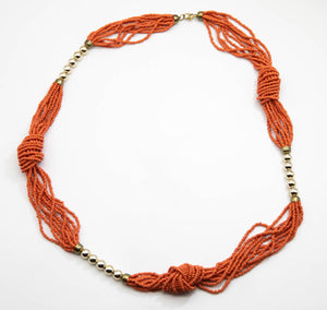Faux Coral Bead Vintage 1980s Necklace - JD11040