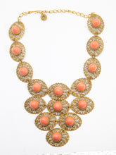 Load image into Gallery viewer, Vintage Czech Filigree Coral Necklace  - JD10772