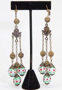 Vintage Signed Czechoslovakian Pierced Dangling Earrings - JD10557