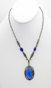 Unique Deco Blue Stoned Necklace - JD10639