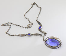 Load image into Gallery viewer, Unique Deco Blue Stoned Necklace - JD10639