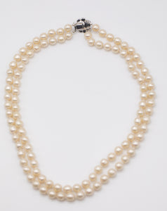 Vintage Double Strand Faux Pearl Necklace - JD10569A
