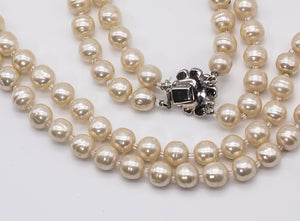 Vintage Double Strand Faux Pearl Necklace - JD10569A