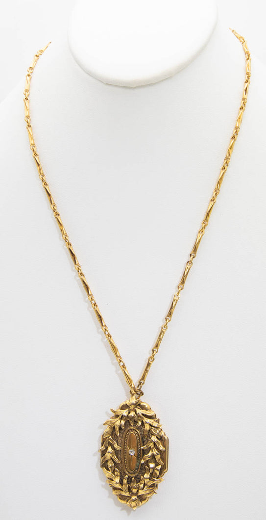 Deco Faux Gold Locket Necklace - JD10896
