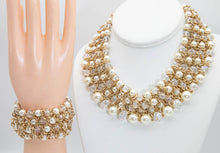 Load image into Gallery viewer, Vintage Pearl and Iridescent Necklace and Bracelet Set - JD10841