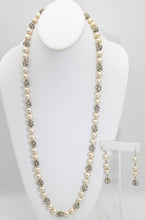 Load image into Gallery viewer, Deco Pearl and Rhinestone Balls of Light Necklace and Earrings Set - JD10973