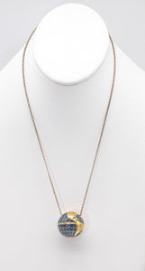 Signed Dyadema Sterling Silver World Globe Pendant Necklace  - JD10583