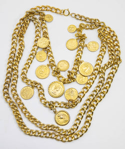 Vintage Queen Elizabeth Coin Faux Gold Necklace - JD10861