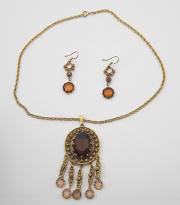 Vintage Signed Goldette Necklace And Earrings Set - JD10620