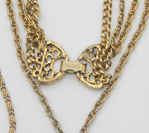 Vintage Signed Goldette Amethyst Intaglio Fob Necklace - JD10624