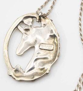 Vintage Sterling Silver Signed Gorham Unicorn Medallion - JD10942