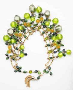 Vintage French Glass and Pearl Drop Necklace  - JD10911