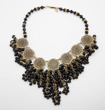 Load image into Gallery viewer, Vintage Miriam Haskell Black Glass Bib Necklace  - JD10610