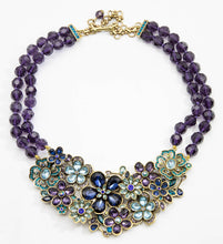 Load image into Gallery viewer, Stunning Signed Heidi Daus Purple Glass Flower Necklace  - JD10810